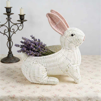 Osterhase Handgefertigter Rattan-Aufbewahrungskorb für Küchengebrauch, Eiersuche & Frühlingstischdekoration