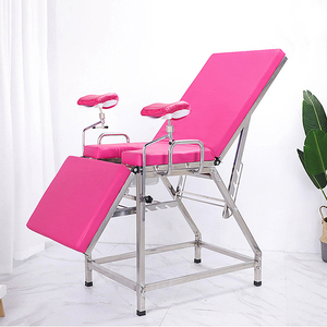 <span class=keywords><strong>Table</strong></span> d'examen gynécologique manuelle en acier inoxydable YAZHIYI, lit d'accouchement obstétrical réglable avec étriers, rose/noir, certifié CE, pour hôpital - Product Image 4