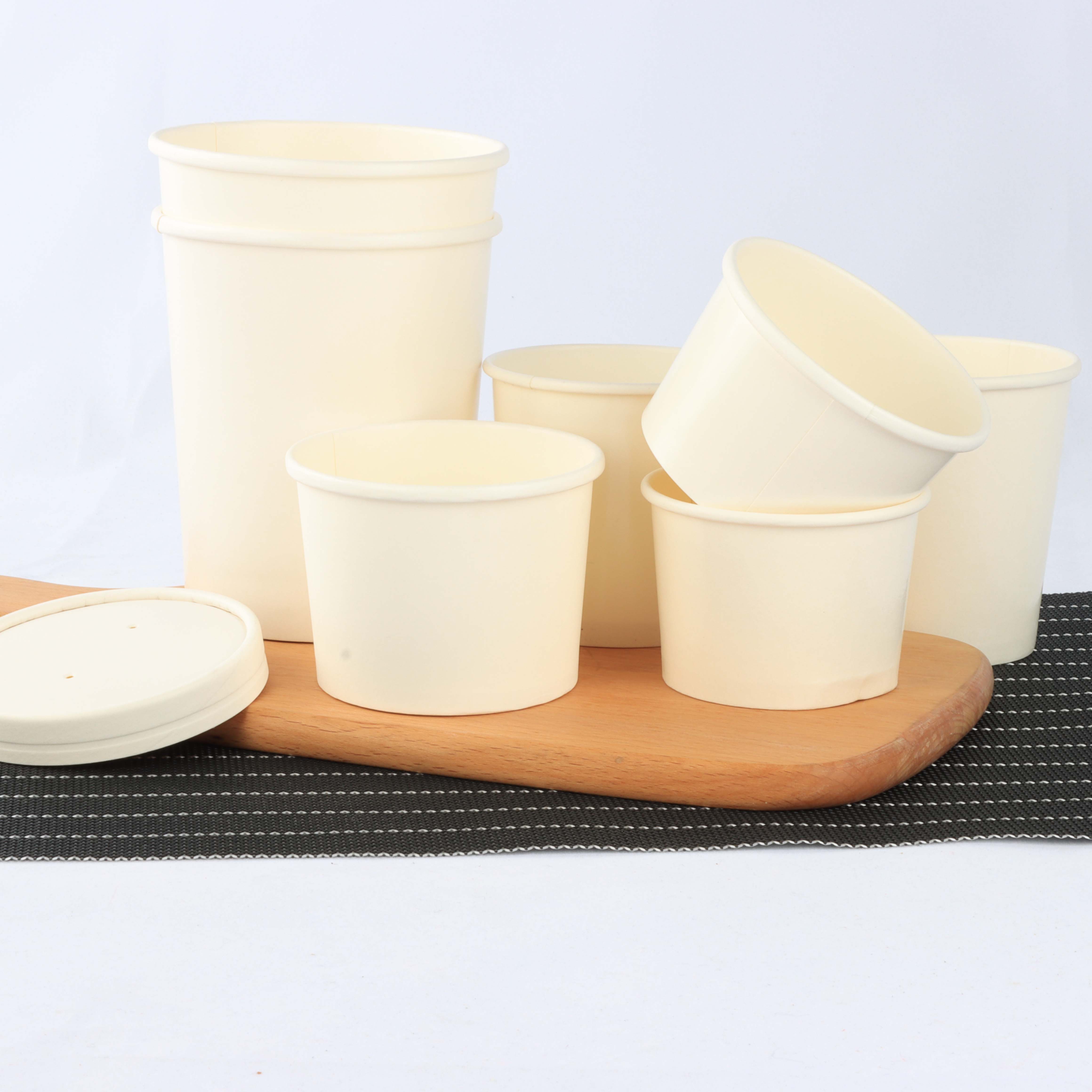 microwavable paper food container soup cup/disposable paper hot soup bowls with lid