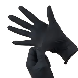 De gros bonne gants-Gants en nitrile noirs, 10 pièces de manicle jetables de haute qualité, 7mil 8MIL, vente en gros
