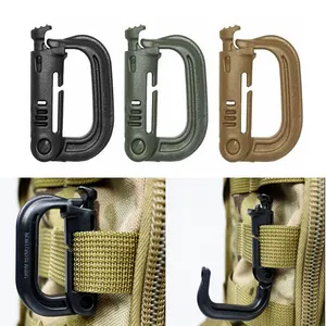 Grimloc Molle Carabiner D Locking Ring Plastic Clip Snap Type Ring Buckle Carabiner Keychain Fastener Bag Buckle