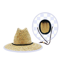Chapeaux d'été en paille avec drapeau à carreaux pour enfants de 1 à 5 ans, pour garçons et filles