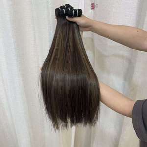 Extensiones de Cabello Humano Ruso de Alta Calidad, Doble Trama, con Mechones Europeos, Alineación de Cutículas, Color Castaño Claro - Product Image 2