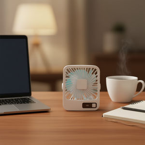 พัดลมระบายความร้อนตั้งโต๊ะขนาดเล็กแบตเตอรี่แบบชาร์จไฟได้พัดลมพกพาที่เงียบสงบพร้อมการปรับความเร็วการไหลของอากาศที่แรงสำหรับใช้ในบ้านกลางแจ้ง - Product Image 2
