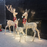 Grand 3 Pièces Led Lumineux Vacances 3d Cerf Famille Buck Doe Faon Renne Motif De Noël Lumière Pour Décorations De Noël En Plein Air