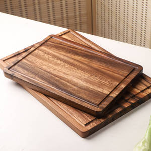 Tabla de cortar de madera de acacia ranurada, tabla de cocina de madera maciza para alimentos de bebé, tabla de cortar de madera para frutas, cocina - Product Image 2