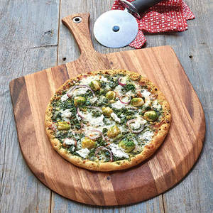 Pasta per <span class=keywords><strong>Pizza</strong></span> quadrata da 12 pollici Design naturale vassoio da portata in legno con manico in bambù per la cottura della <span class=keywords><strong>Pizza</strong></span> - Product Image 3