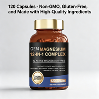 Magnésium & Zinc 12-en-1 Complex Capsules 700mg par Portion 120 Comprimés Supplément OEM 12 Types Actifs de Magnésium Durée de Conservation de 24 Mois