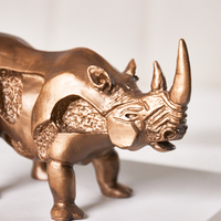Sculpture de rhinocéros en alliage doré de luxe, style Art déco, faite à la main, autocollante, décoration de bureau, accessoire de décoration pour la maison, pour le salon