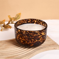 Bougie parfumée en cire de soja artisanale moderne, imprimé léopard, pot en verre pour la décoration de la maison, Diwali, Noël, bougies votives