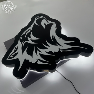 Letrero LED Retroiluminado con Cabeza de Águila Personalizada y Halo Blanco para Marca Deportiva - Product Image 1