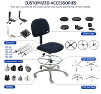 Silla de Espuma de PU Antiestática ESD, Altura Ajustable de 440 mm a 580 mm, con Alta Resistencia Superficial para Cuartos Limpios y Laboratorios