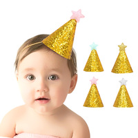 Chapeaux de fête d'anniversaire en forme d'étoile scintillante en gros, mini-couronnes brillantes avec topper étoile, couvre-chefs pour enfants pour célébrations d'anniversaire