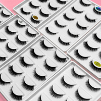 Cils Postiches en Gros Personnalisés Nouveaux Ultra-doux 10-12mm Bande Complète Super Fins 5 Paires 3D Naturels Effet Œil de Chat