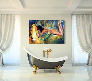 Artista superbo dipinto a mano di alta qualità moderno astratto nudo ritratto di donne pittura a olio su tela di tavolozza coltello figura pittura - Product Image 3