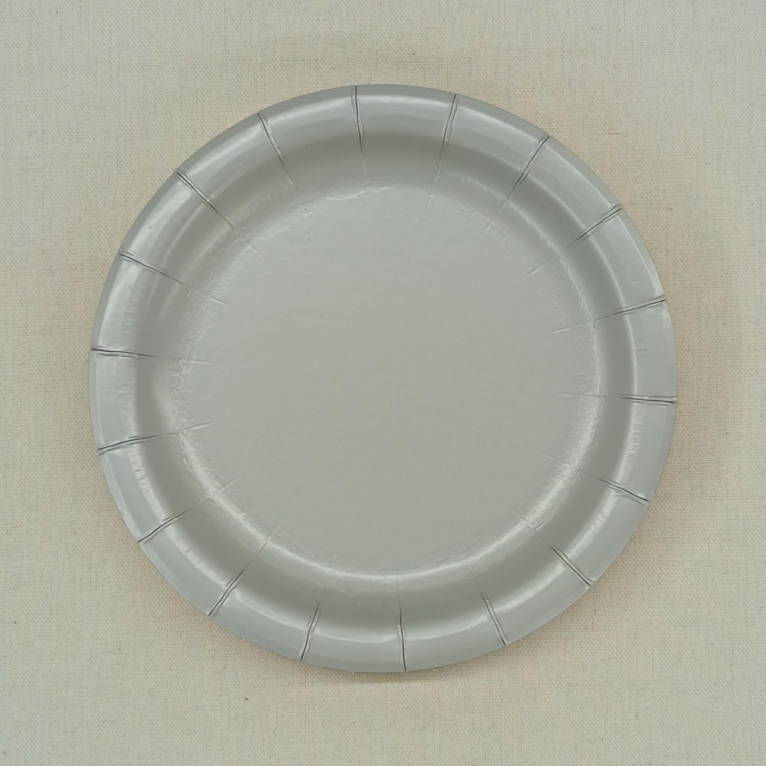 Plato de papel plateado de 7 pulgadas * 10 piezas