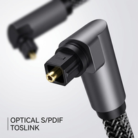Câble audio optique Toslink tressé à angle droit de 90 degrés, cordon numérique en fibre optique blindé en nylon pour barre de son, téléviseur, home cinéma