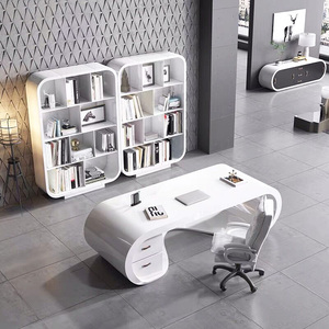 Personalización personalizada Oval Redondo Escritorio <span class=keywords><strong>de</strong></span> oficina ejecutiva Blanco Minimal Elegante <span class=keywords><strong>Abogado</strong></span> Escritorio <span class=keywords><strong>de</strong></span> oficina - Product Image 5