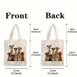 Sac fourre-tout créatif en toile à motif écharpe pour chiot, grande capacité, écologique, réutilisable, multifonctionnel, pour le shopping, idéal pour l'hiver - Product Image 4