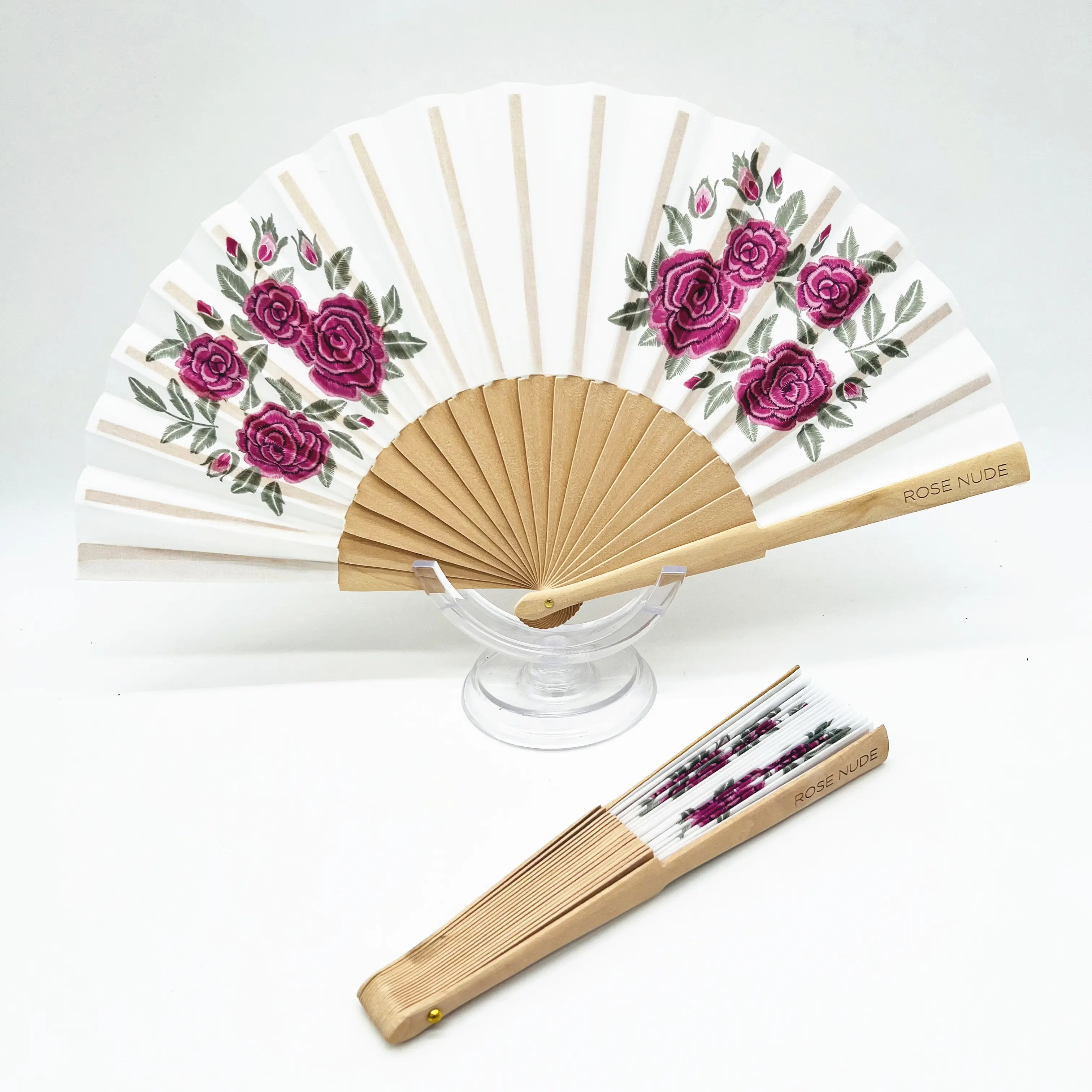 Ventaglio pieghevole personalizzato ventilatori originali in legno e cotone collezione di fiori spagnolo ventilatori fatti a mano