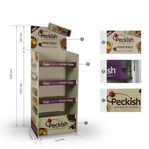 Tùy chỉnh Pop tầng cửa hàng bán lẻ sản phẩm hiển thị đơn vị đứng <span class=keywords><strong>fsdu</strong></span> các tông sóng kẹo thực phẩm đồ uống các tông hiển thị giá - Product Image 4