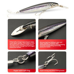 Señuelo artificial sumergible tipo Minnow <span class=keywords><strong>de</strong></span> 60g para pesca <span class=keywords><strong>de</strong></span> arrastre en aguas profundas, con anzuelos grandes, aguja azul, lengüeta <span class=keywords><strong>de</strong></span> hierro, para caballa española, 10.5cm-13cm - Product Image 3