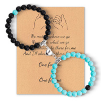 Bracelet magnétique unisexe en pierre naturelle pour couples, design couronne Yin-Yang Taiji, pierre volcanique et turquoise, pour le commerce transfrontalier
