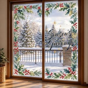 <span class=keywords><strong>Film</strong></span> statique transparent pour fenêtre de Noël <span class=keywords><strong>en</strong></span> PVC sans colle, autocollant adhésif transparent, peinture <span class=keywords><strong>en</strong></span> spray, impression personnalisée, décoration de Noël - Product Image 3