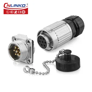CNLINKO 7 पिन IP67 निविड़ अंधकार M20 धातु तार कनेक्टर के साथ 16-18AWG