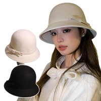 Nouveau Chapeau Fedora Rayé Élégant pour Femme, Style Rétro Britannique, 100% Coton Imperméable, Collection Printemps-Automne 2026