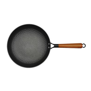 Nueva sartén antiadherente, utensilios de cocina de alta calidad, sartén redonda con mango de madera, sartén ligera de nitruro de hierro fundido, sartén de panal no oxidada - Product Image 1