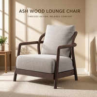Fauteuil d'appoint en tissu, fabrication directe usine OEM ODM, structure en bois de frêne massif, chaise longue moderne et confortable pour salon, chambre, appartement