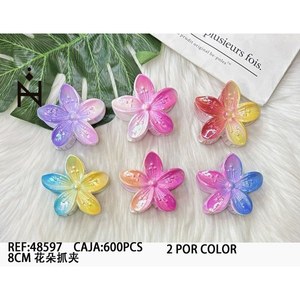 Fermaglio per capelli a forma di fiore da 8 cm, colorato, per donne e ragazze - Product Image 3