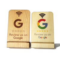 Soporte de madera NFC Google Maps para menú de restaurante Revisión de redes sociales Titular de la tarjeta de visita Interfaz de comunicación RFID de 13,56 MHz