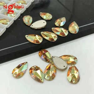 Belle couleur coudre sur cristal strass couleur soleil 17*28mm 3230 forme de goutte pour la fabrication de robes - Product Image 5