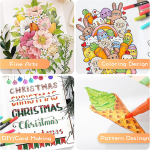 Ensemble <span class=keywords><strong>de</strong></span> stylos pinceaux double embout colorés avec logo personnalisable pour la peinture, marqueurs artistiques, stylos pinceaux multifonctionnels - Product Image 6