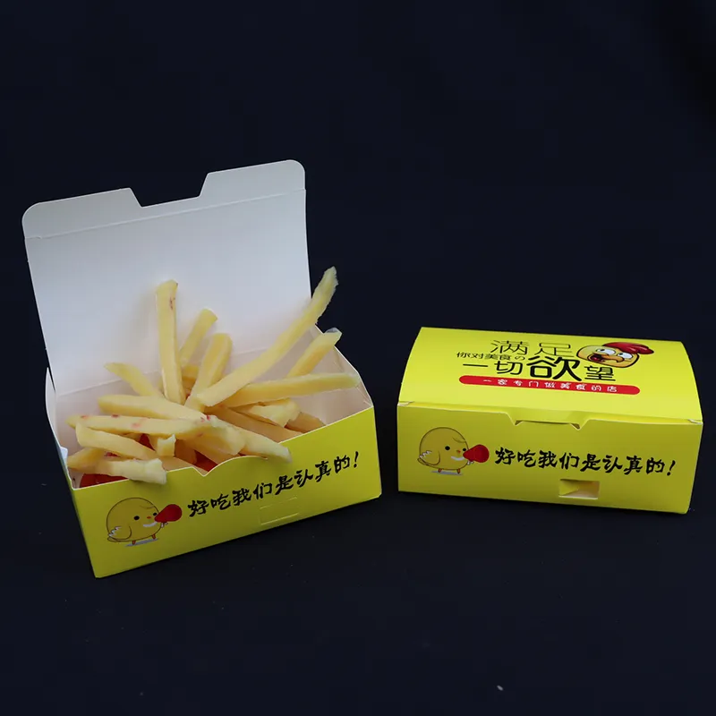 High Quality Custom Logo Size Disposable Paper Fries Fried Chicken Take Away Fast Food Packaging Box with lid