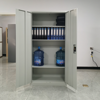 Armoire de Bureau en Acier à 2 Portes Battantes, Meuble de Classement Durable avec 4 Étagères Réglables, Meuble de Rangement en Métal