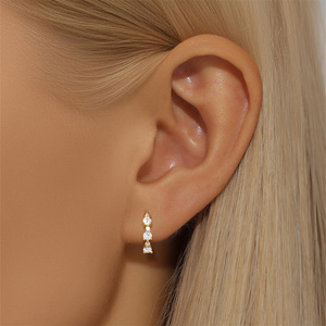 New Style Fashion Hoop Earring Gold <b>Flower</b> Green Zircon for <b>Girl</b> - Product Image 3