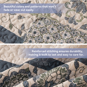 Set trapunta Queen multifunzione, copriletto per tutte le stagioni stampato in stile bohémien a 3 pezzi - Product Image 3