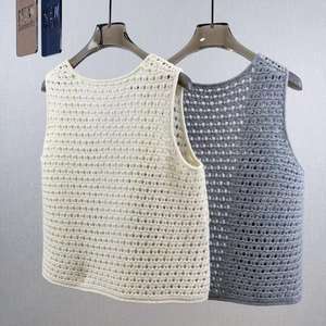 Chaleco de <span class=keywords><strong>Punto</strong></span> sin Mangas Holgado para <span class=keywords><strong>Mujer</strong></span>, Estilo Cárdigan, Diseño <span class=keywords><strong>Calado</strong></span> sin Botones, Novedad de Otoño - Product Image 2