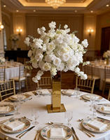 Arrangement de fleurs artificielles de roses blanches de luxe pour centre de table de mariage, décoration florale moderne pour salle de bal