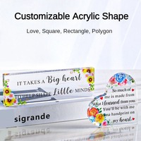 Plaque de récompense en acrylique transparent de haute qualité en forme de cœur, vierge, pour personnalisation DIY, à poser sur table, bloc cadeau, vente en gros