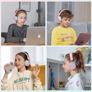 Livraison rapide, nouveaux écouteurs sans fil pour enfants avec lumières LED colorées, suppression du bruit, pour ordinateurs, iPad - Product Image 6