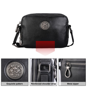 Tiding fashion personalized black small shoulder bag messenger bag genuine leather - Product Image 3