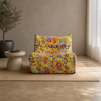 Fauteuil de salon moderne modulaire sans accoudoirs en tissu imprimé floral coloré, garni d'éponge, canapé décoratif tendance pour salon