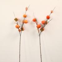 Ranting Buah Kesemek Buatan 75cm, Batang Kesemek Palsu untuk Dekorasi Rumah Musim Gugur, Vas Thanksgiving, Grosir