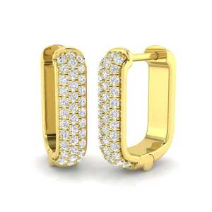 Pendientes Huggie de Plata 925 Chapados en Oro con Diamantes, Diseño Geométrico de 22 mm para Mujer - Product Image 5