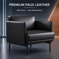 Fauteuil en cuir avec pieds en métal durables, chaise longue confortable pour la maison, le bureau et le travail, et mobilier de réception de luxe, style nordique minimaliste