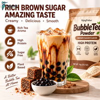 Poudre de thé aux bulles KingFisher OEM sans sucre à base de protéines végétales pour la nutrition sportive, boisson instantanée au sucre brun, vente en gros